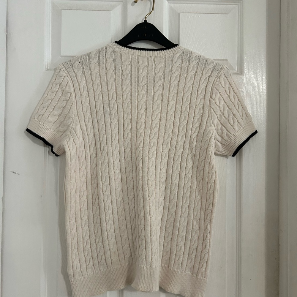 Ralph Lauren White Crewneck Cable Knit Sweater Sz L - Picture 2 of 13